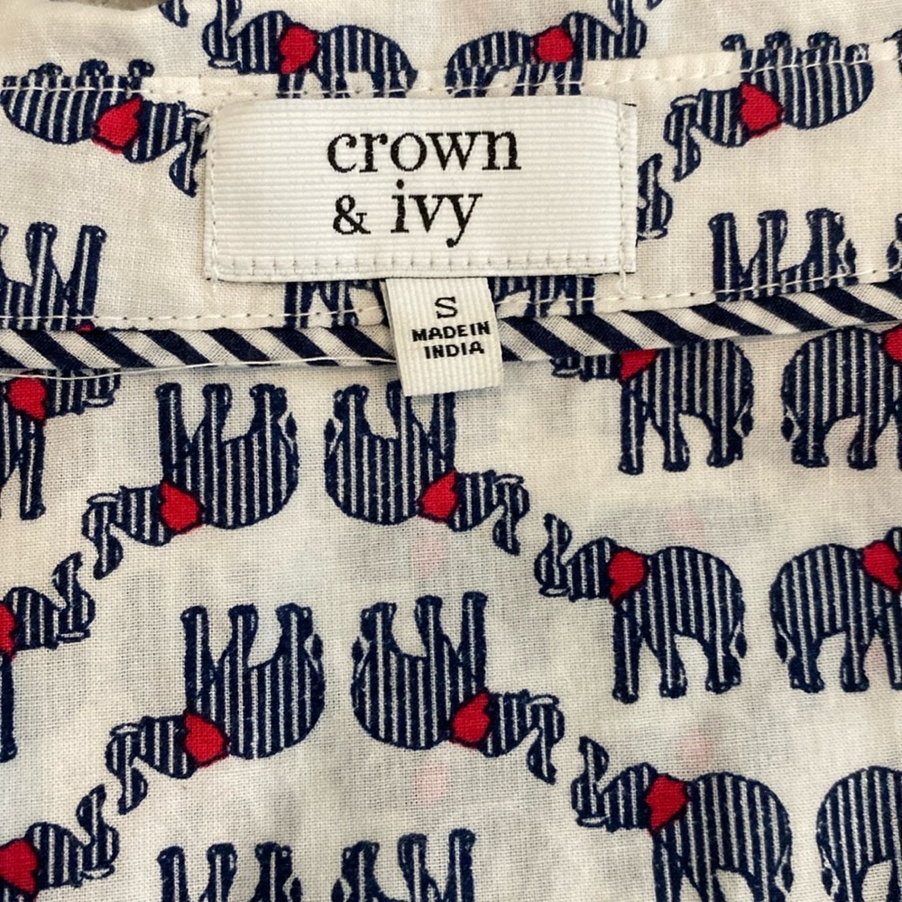 Crown & Ivy Elephant Button Down - image 2